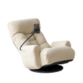 Adjustable Head And Waist, Game Chair, Lounge Chair In The Living Room, 360 Degree Rotatable Sofa Chair,Rotatable Seat Leisure Chair Deck Chair Beige Metal Soft Cotton Metal