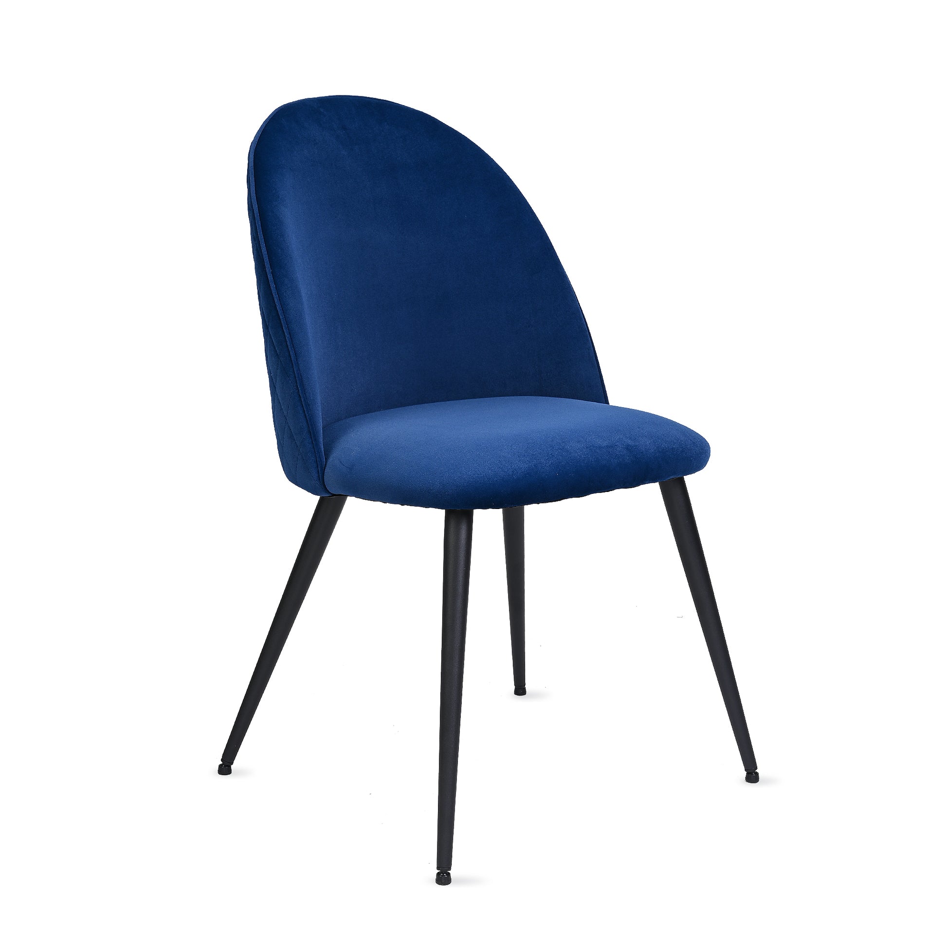 Blue Velvet Dining Chairs With Black Metal Legs,