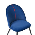 Blue Velvet Dining Chairs With Black Metal Legs,