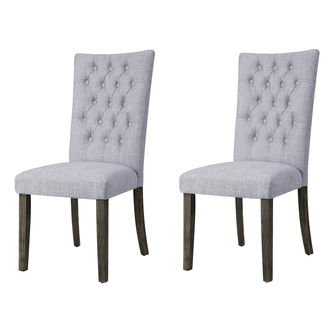 Grey And Grey Oak Side Chair With Button Tufted Set Of 2 Solid Grey Dining Room Foam Rectangular Side Chair Tufted Back Set Of 2 Linen