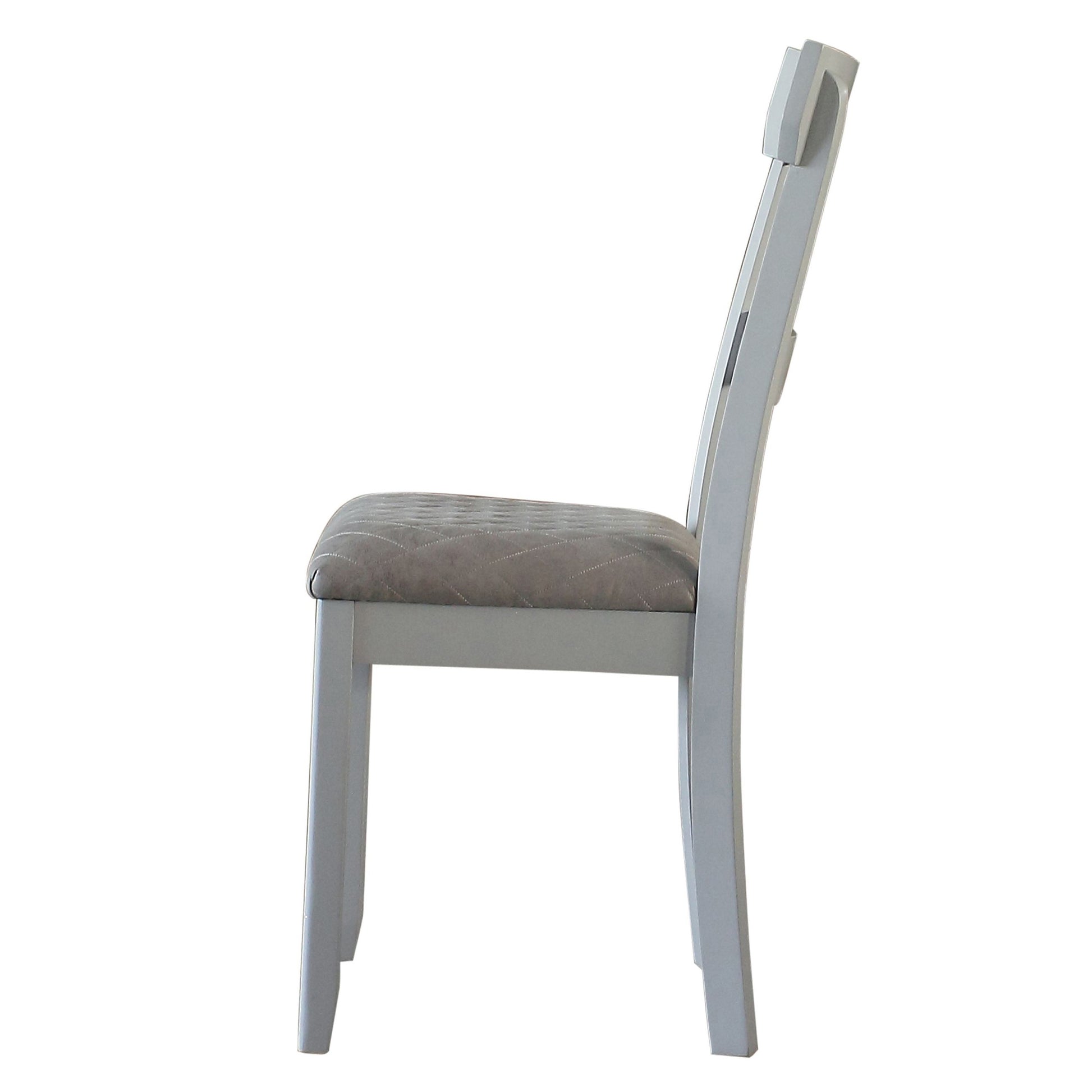 Two Tone Grey And Pearl Grey Ladder Back Side Chairs Set Of 2 Solid Grey Dining Room Foam Rectangular Glam Side Chair Rubberwood Ladder Back Set Of 2 Wood Fabric