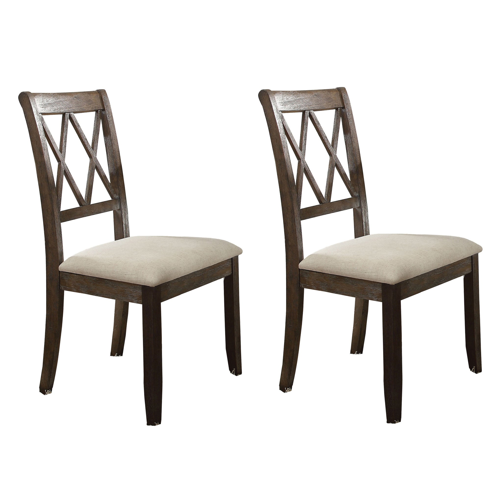 Beige And Salvage Brown Open Back Side Chairs Set Of 2 Solid Beige Brown Dining Room Foam Rectangular Rustic Side Chair Hickory Cross Back Set Of 2 Wood