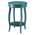 Teal Round Side Table With Bottom Shelf Teal Primary Living Space Contemporary Shelves Round Wood