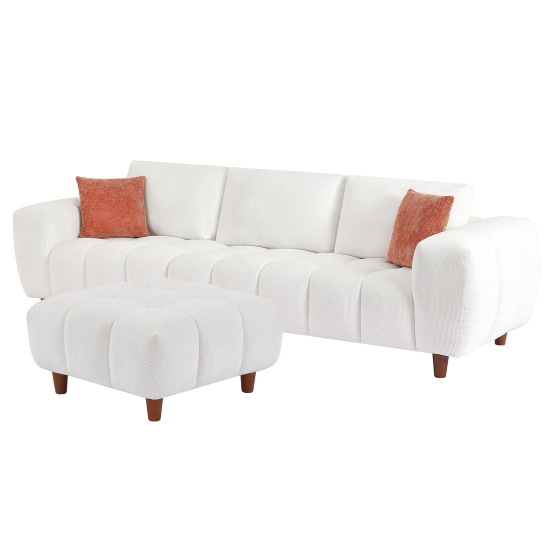 Convertible Sectional Sofa Couch, L Shaped Sofa With Fabric Couch,Modern Design Cream Style Marshmallow Sofa For Living Room And Office,White White Wood Fabric 3 Seat