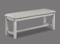 1Pc Driftwood Finish Standard Height Bench Gray White Fabric Upholstered Seat Cushion Tapered Legs Contemporary Transitional Style Dining Room Wooden Furniture Antique White Gray Linen Or Linen Blend Dining Room Rectangular Grey Transitional Wood