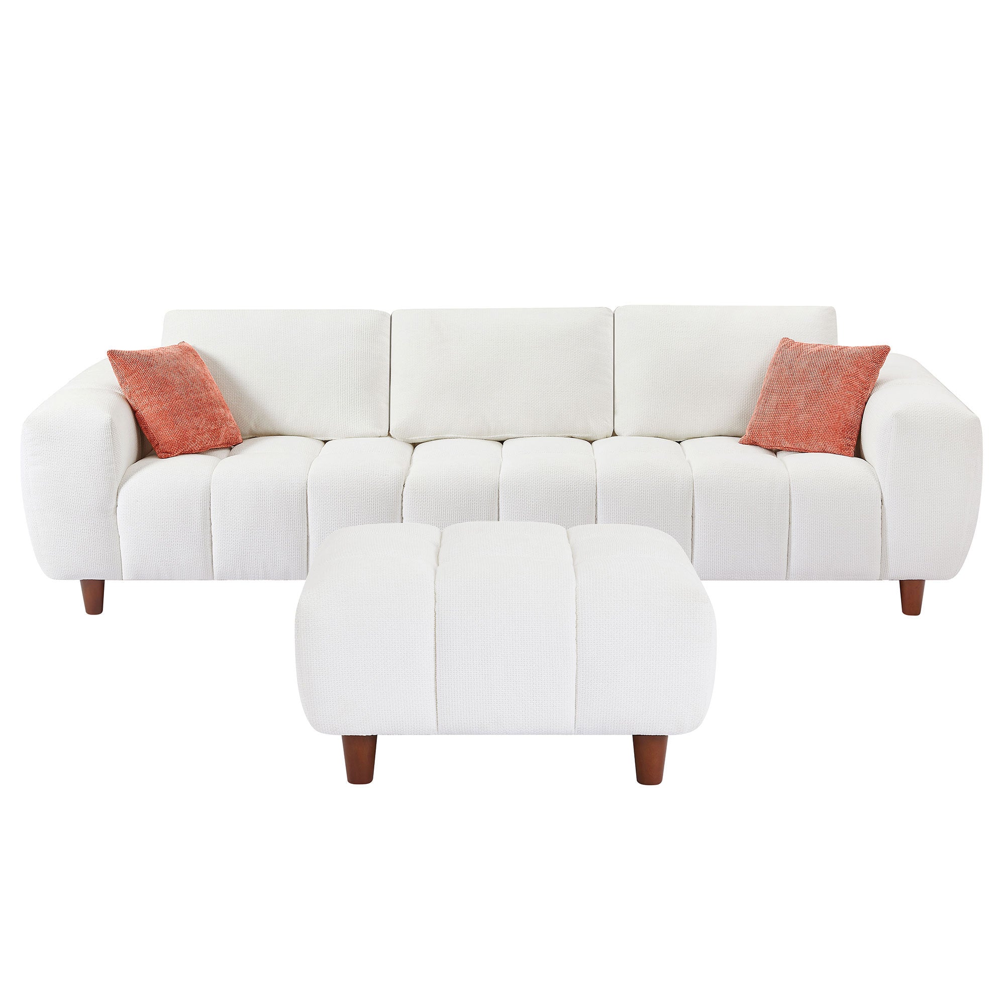 Convertible Sectional Sofa Couch, L Shaped Sofa With Fabric Couch,Modern Design Cream Style Marshmallow Sofa For Living Room And Office,White White Wood Fabric 3 Seat