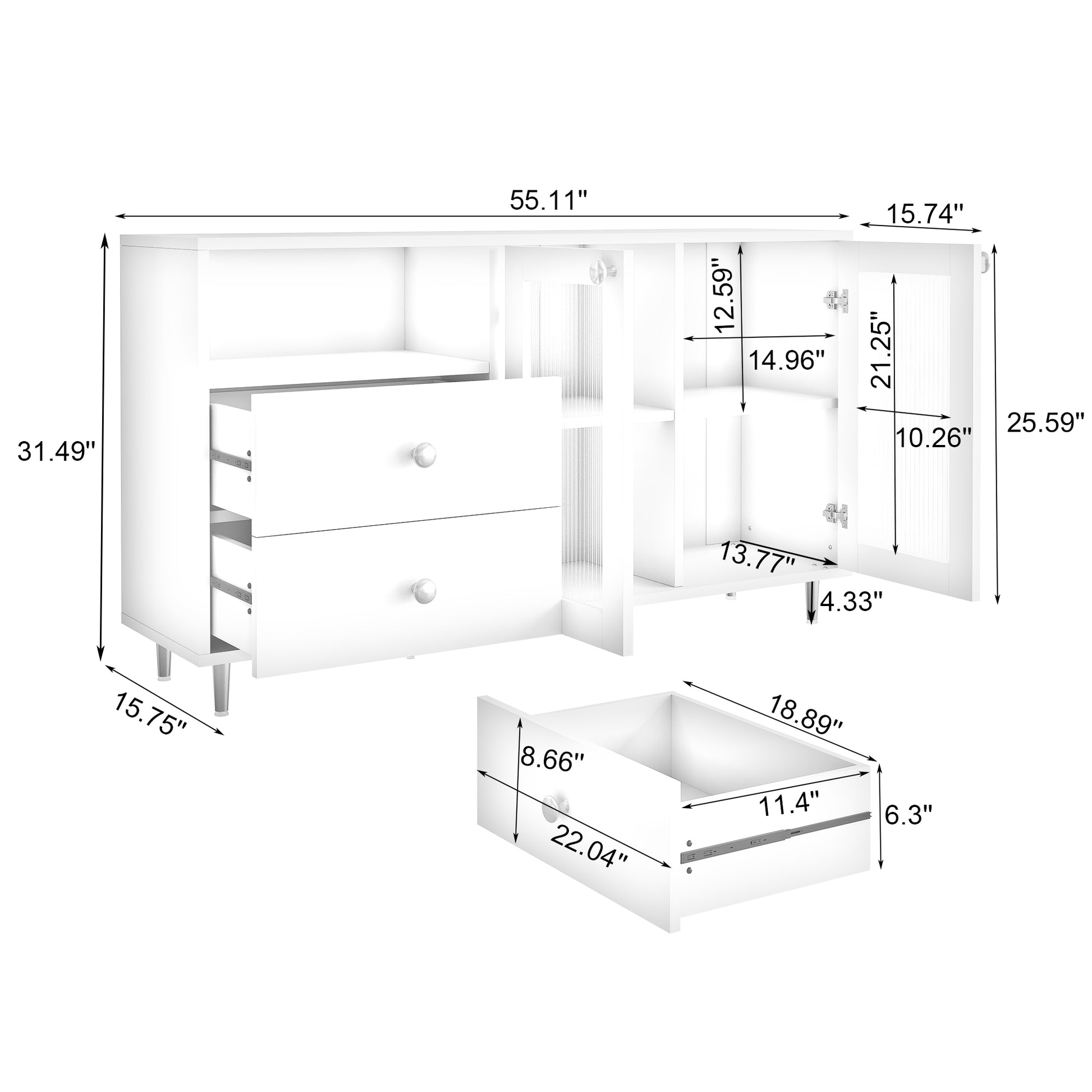 Sleek Modern Minimalist Side Cabinets: Ideal Storage Lockers For Dining Room Or Living Room White Mdf