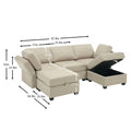 Reversible Sectional Sofa Modern Modular Sectional Couch With Chaise U Shaped Corner Sectional 5 Seater Modular Sofa With Storage Seats, Adjustable Arms And Backs Beige Beige Polyester 3 Seat