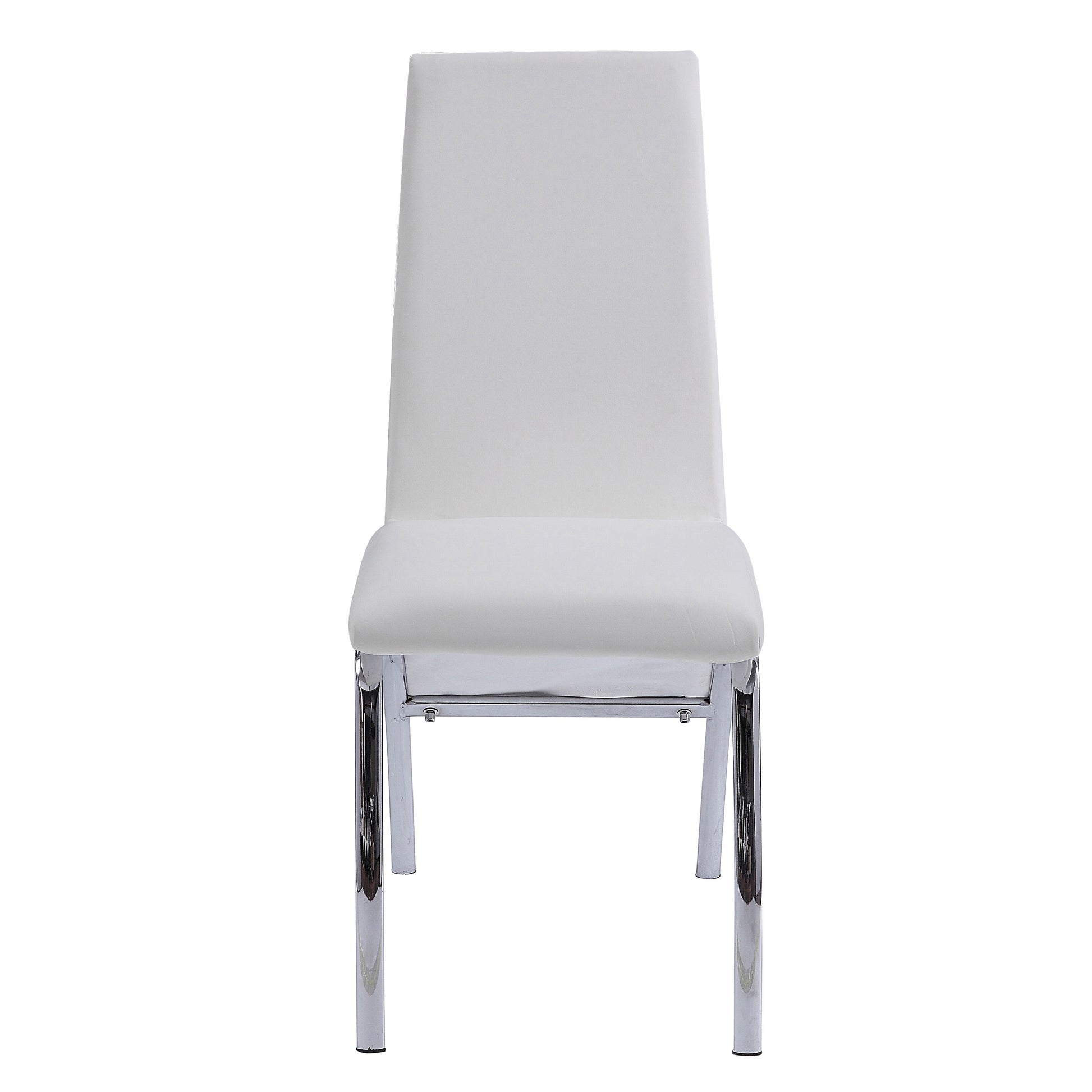 White And Chrome Armless Solid Back Side Chair Set Of 2 Solid Silver White Dining Room Foam Rectangular Contemporary Side Chair Solid Back Set Of 2 Faux Leather