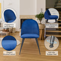 Blue Velvet Dining Chairs With Black Metal Legs,