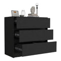 Austin Three Drawer Dresser, Pull Out Mechanism Black Black Bedroom Modern Particle Board Particle Board