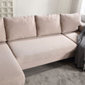 U Shaped Couch With Oversized Seat,6 Seat Sofa Bed With Double Chaise,Comfortable And Spacious Indoor Furniture For Living Room,Apartment Khaki Polyester Primary Living Space Polyester 6 Seat