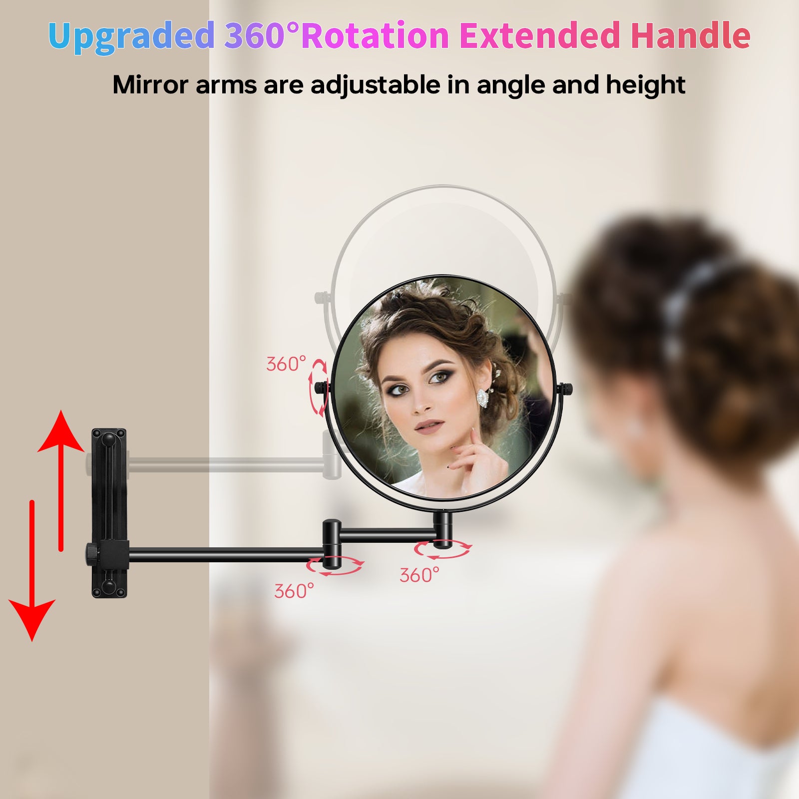 8 Inch Height Adjustable Wall Mounted Makeup