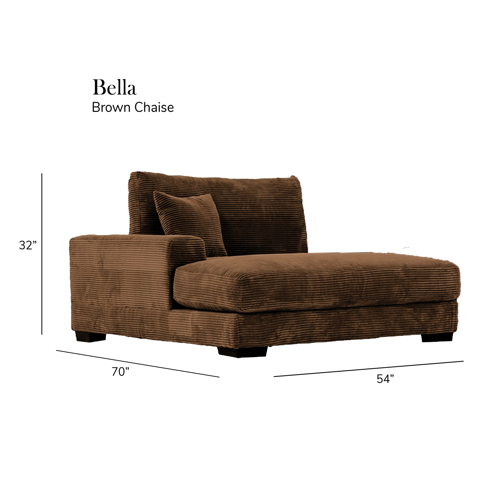 Bella Brown Corduroy Left Facing 2 Piece Sectional Brown Wood Corduroy 2 Seat