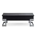 Black High Gloss And Chrome Coffee Table With Lift Top Black Silver Primary Living Space Modern Rectangular Wood Metal Sled