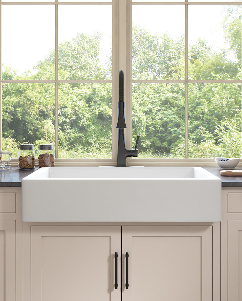 White Farmhouse Sink Deep Apron Sink Undermount Farmhouse Kitchen Sink Single Farm Sink White Ceramic