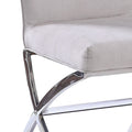 Beige And Chrome Side Chairs With Metal X Shape Legs Set Of 2 Solid Beige Dining Room Foam Rectangular Side Chair Solid Back Set Of 2 Velvet