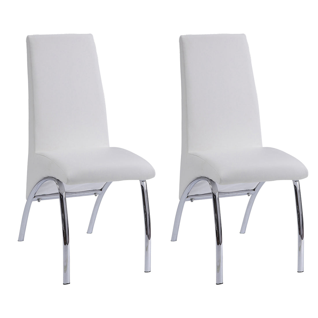 White And Chrome Armless Solid Back Side Chair Set Of 2 Solid Silver White Dining Room Foam Rectangular Contemporary Side Chair Solid Back Set Of 2 Faux Leather