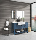 Solid Wood Bathroom Vanities Without Tops 47 In. W X 20 In. D X 33.6 In. H Bath Vanity In Blue Blue Solid Wood