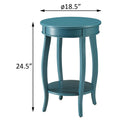 Teal Round Side Table With Bottom Shelf Teal Primary Living Space Contemporary Shelves Round Wood