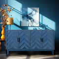 Stronger Vintage Style Buffet Cabinet, Lacquered Accent Storage 4 Door Wooden Antique Navy Blue Mdf Solid Wood Mdf