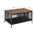 Antique Oak And Black Coffee Table With 4 Sliding Doors Black Brown Primary Living Space Rustic Shelves Rectangular Wood