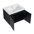 24'' Floating Wall Mounted Bathroom Vanity With Ceramics Sink & Soft Close Cabinet Door, Kd Package Black 2 Soft Close Doors Bathroom Wall Mounted Modern Plywood