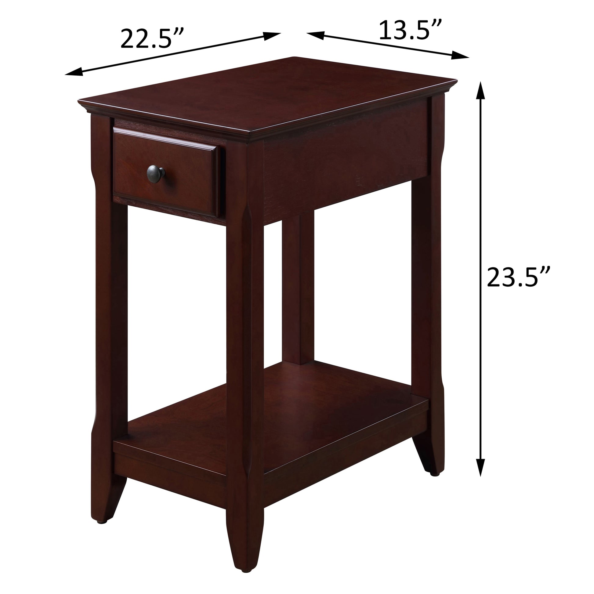 Espresso Accent Table With Bottom Shelf -