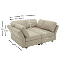 4 Seat Sofa Bed Upholstered Sofa Sleeper, Space Saving Sof Bed2 Seat Sofa With Storage Space Under Seatsall Arms And Backs Adjustabled For Ultimate Comfort Seating Beige Beige Polyester 4 Seat