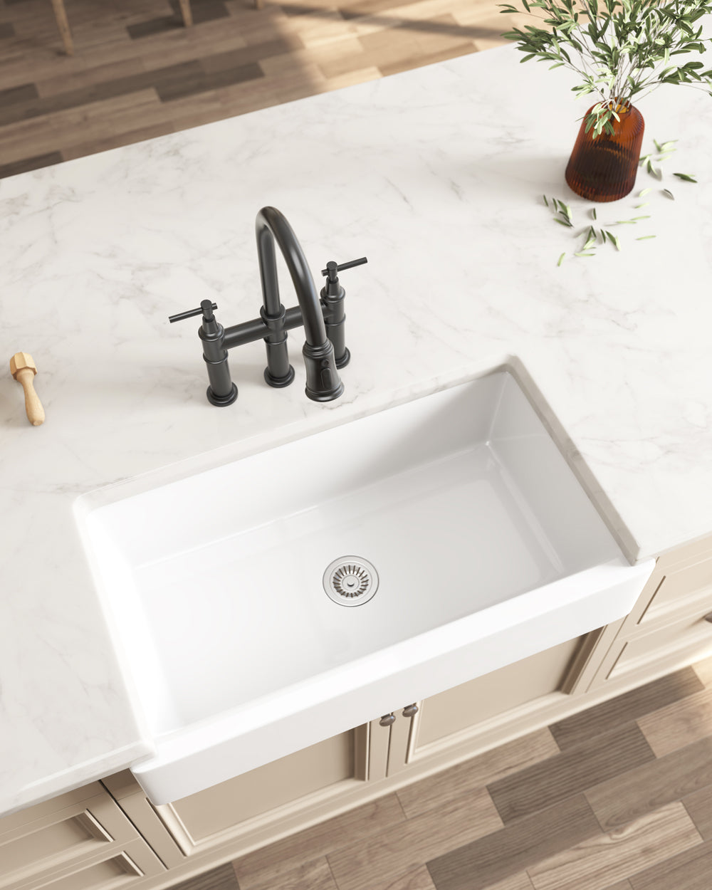 White Farmhouse Sink Deep Apron Sink Undermount Farmhouse Kitchen Sink Single Farm Sink White Ceramic