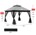 Outdoor 11X 11Ft Pop Up Gazebo Canopy With Removable Zipper Netting,2 Tier Soft Top Event Tent,Suitable For Patio Backyard Garden Camping Area,Grey Grey Metal