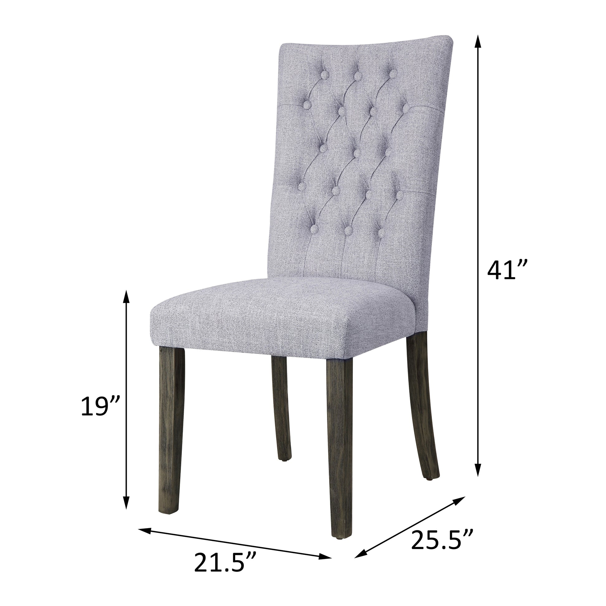 Grey And Grey Oak Side Chair With Button Tufted Set Of 2 Solid Grey Dining Room Foam Rectangular Side Chair Tufted Back Set Of 2 Linen