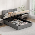 Full Upholstered Platform Bed With Lifting Storage, Full Size Bed Frame With Storage And Tufted Headboard,Wooden Full Platform Bed For Kids Teens Adults,No Box Spring Needed Full, Gray Box Spring Not Required Full Grey Wood Bedroom American Design Bed