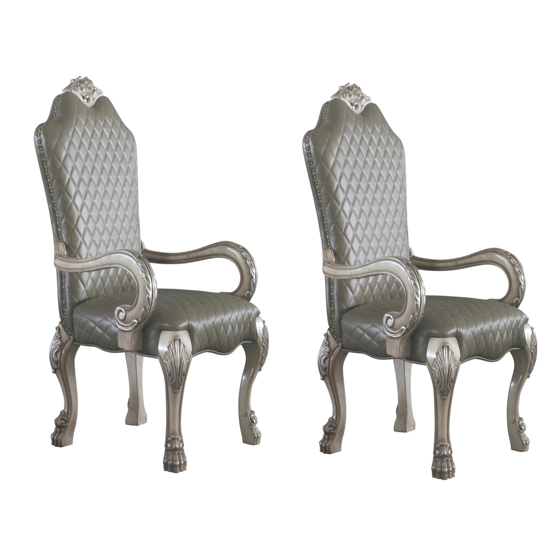 Grey And Vintage Bone White Arm Chairs Set Of 2 Solid Grey Dining Room Foam Rectangular Vintage Arm Chair Poplar Solid Back Set Of 2 Faux Leather