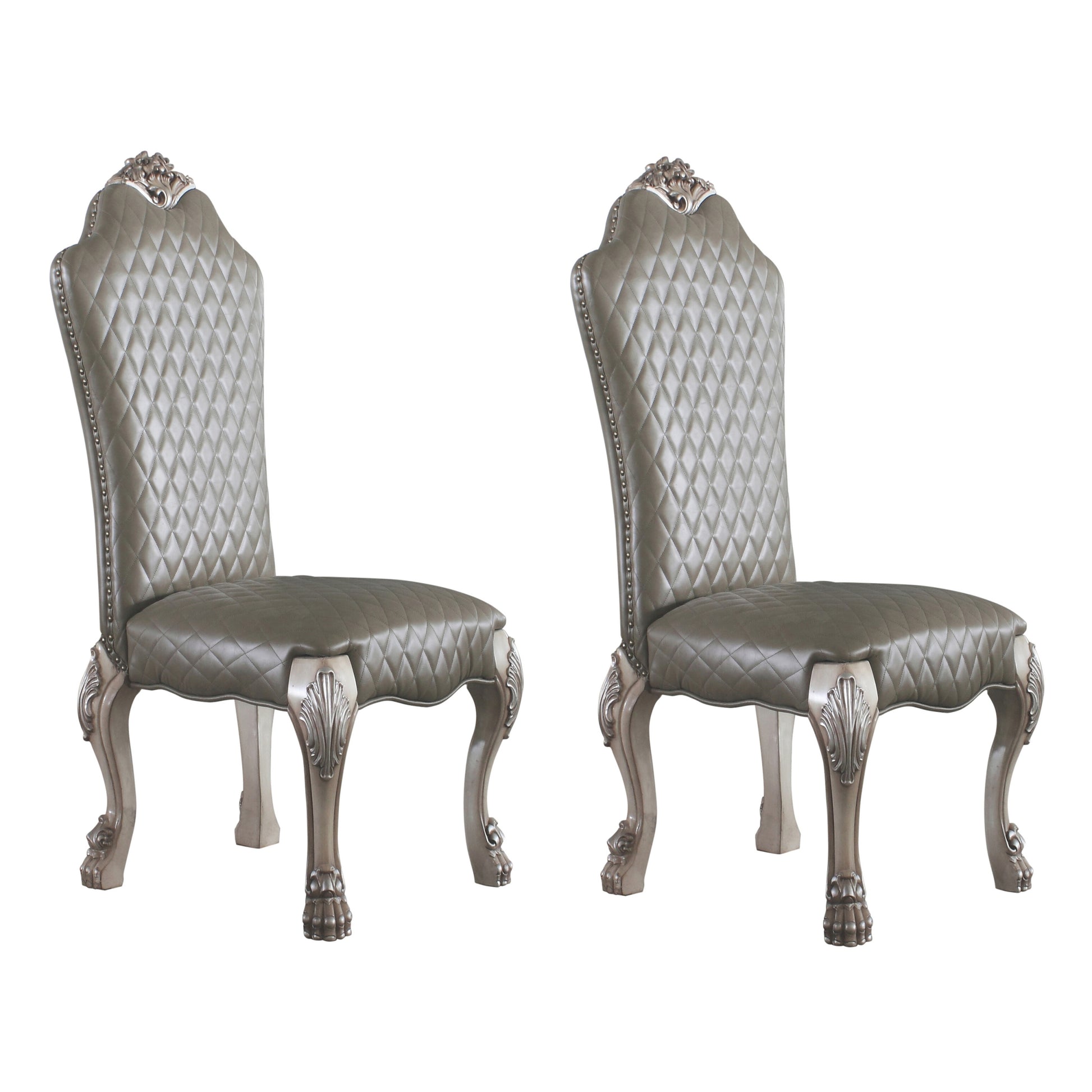 Grey And Vintage Bone White Side Chairs Set Of 2 Solid Grey Dining Room Foam Rectangular Vintage Side Chair Poplar Solid Back Set Of 2 Faux Leather