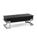 Black High Gloss And Chrome Coffee Table With Lift Top Black Silver Primary Living Space Modern Rectangular Wood Metal Sled