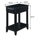 Black Accent Table With Bottom Shelf Black Primary Living Space Drawers Rectangular Wood