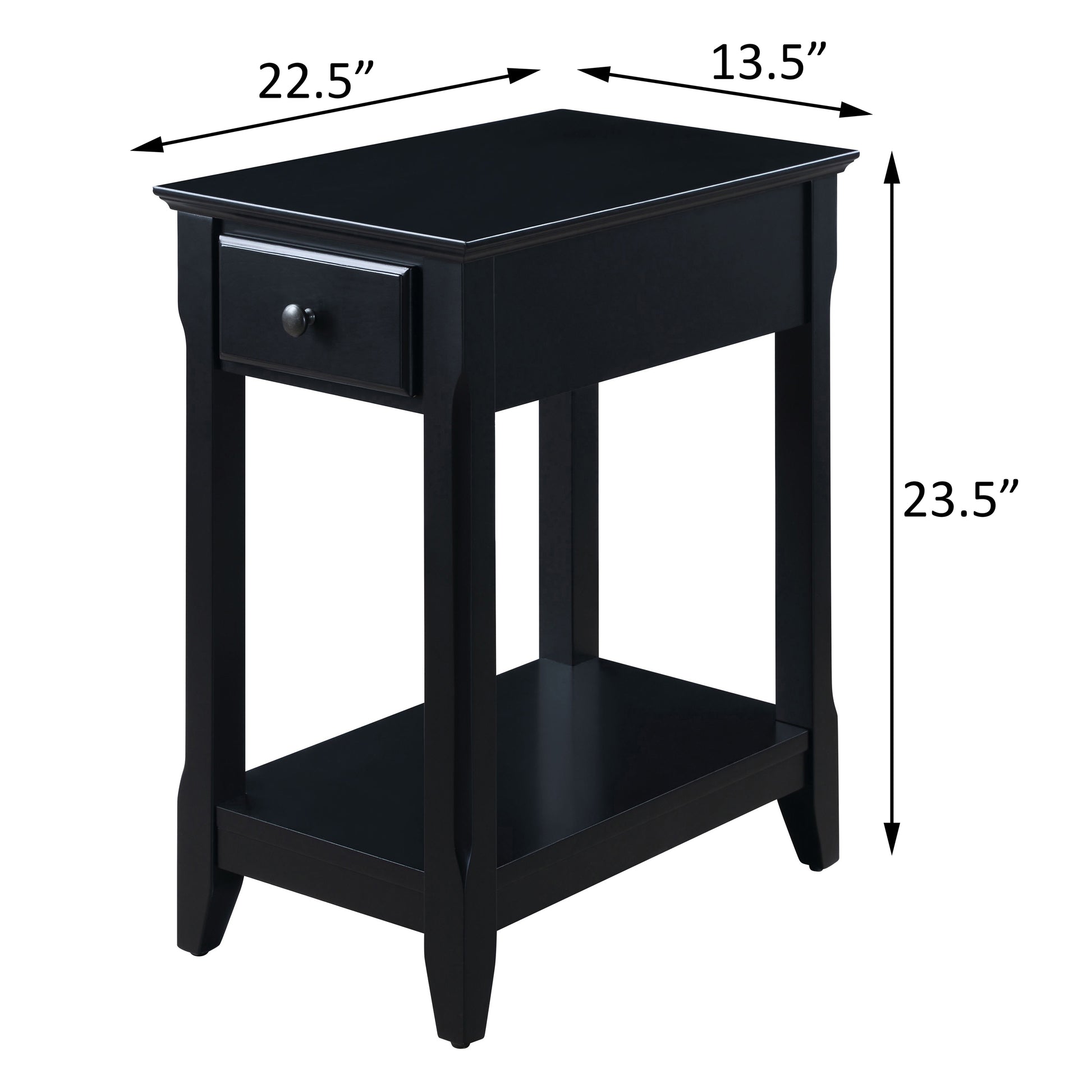 Black Accent Table With Bottom Shelf Black Primary Living Space Drawers Rectangular Wood