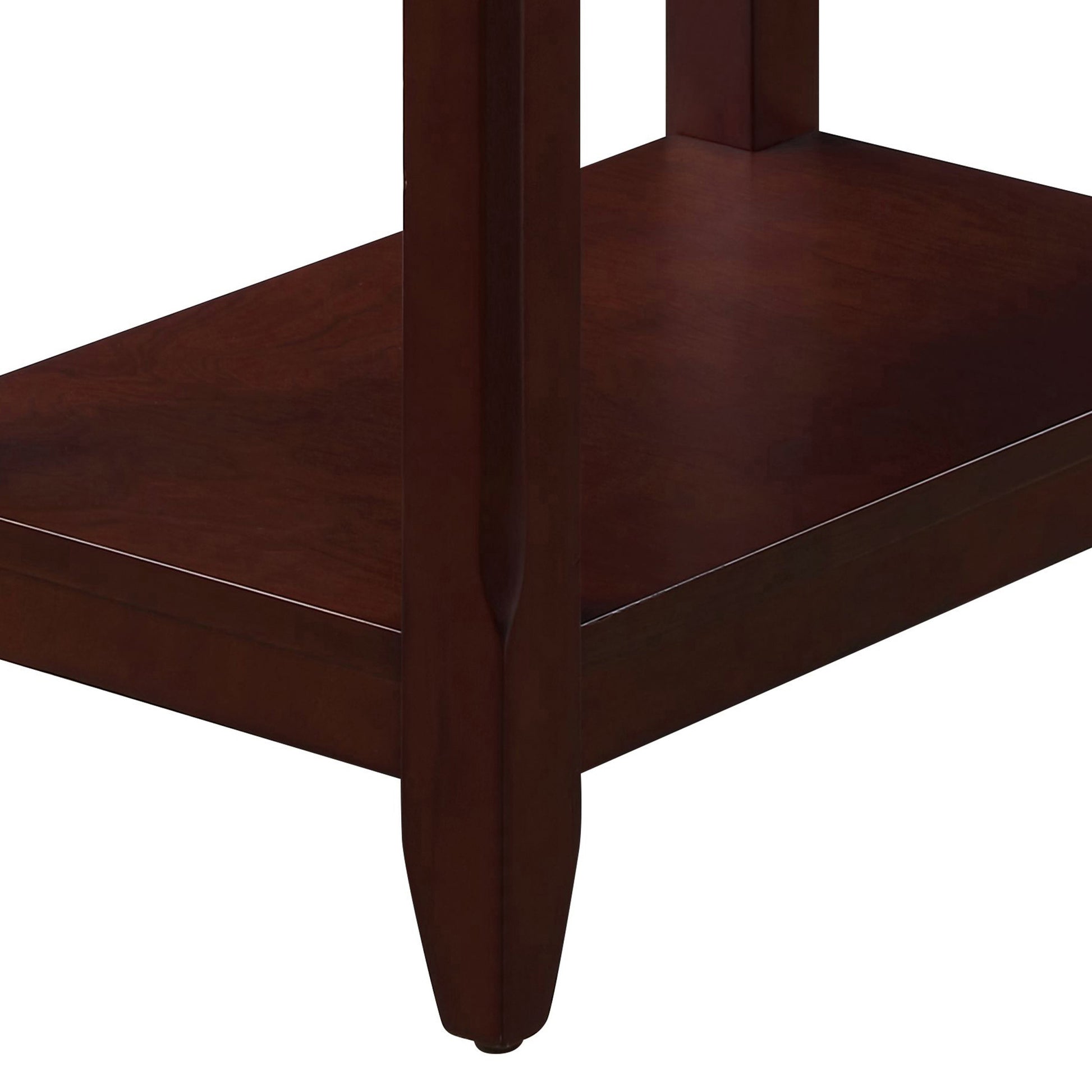 Espresso Accent Table With Bottom Shelf -