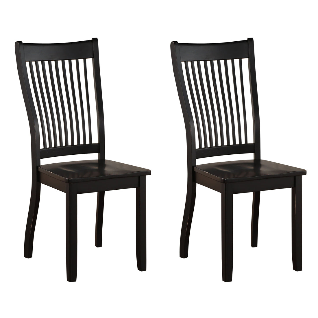 Black Side Chairs With Slatted Backrest Set Of 2
