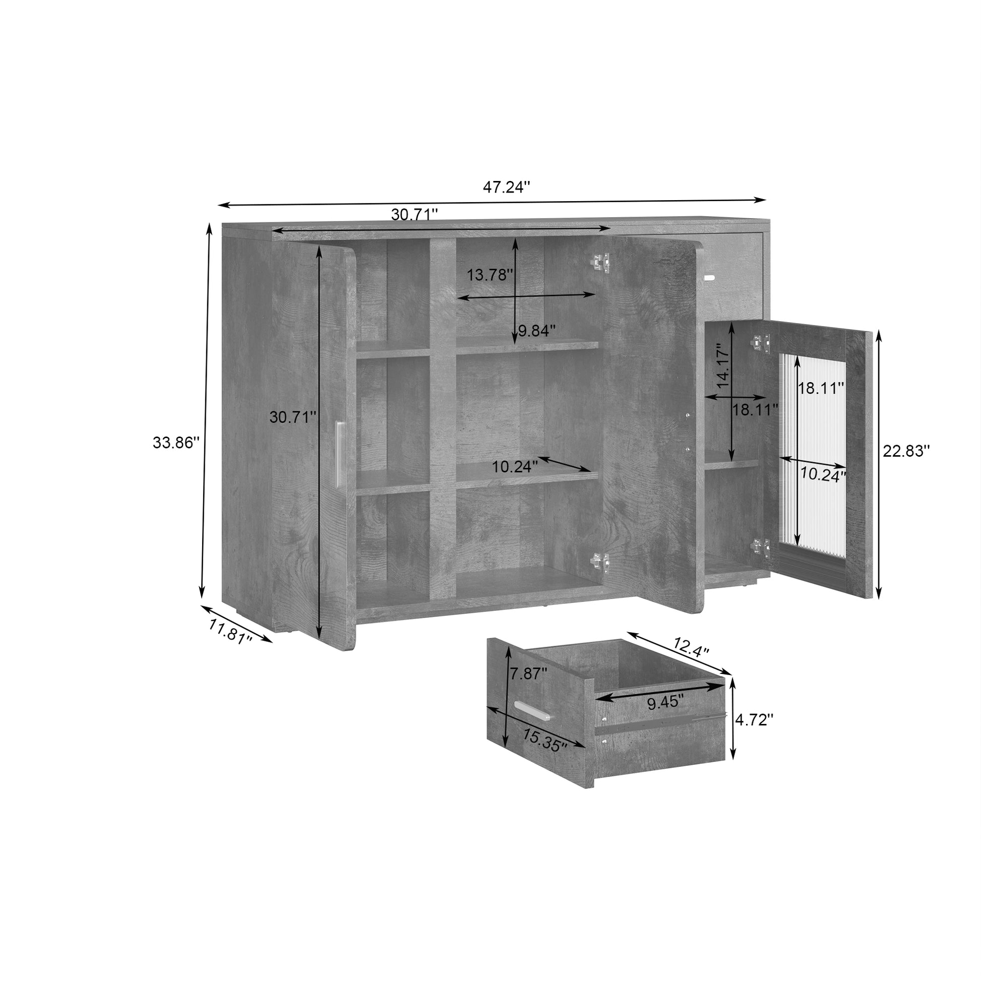 Wood Storage Cabinet, Modern Accent Buffet