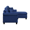 Modern Living Room Sectional Sofa Reversible Chaise With 2 Pillows Blue Velvet Upholstered Tufted Back Solid Wood Frame Furniture L Shape Sofa Navy Velvet Wood Primary Living Space Contemporary,Modern L Shaped Solid Wood 3 Seat