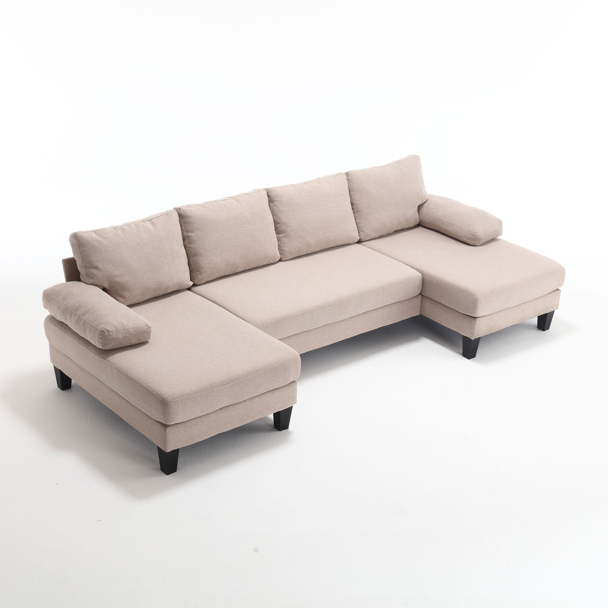 U Shaped Couch With Oversized Seat,6 Seat Sofa Bed With Double Chaise,Comfortable And Spacious Indoor Furniture For Living Room,Apartment Khaki Polyester Primary Living Space Polyester 6 Seat