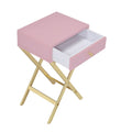 Pink And Gold 1 Drawer Rectangular Accent Table Pink Primary Living Space Modern Drawers Rectangular Wood Metal