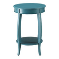 Teal Round Side Table With Bottom Shelf Teal Primary Living Space Contemporary Shelves Round Wood