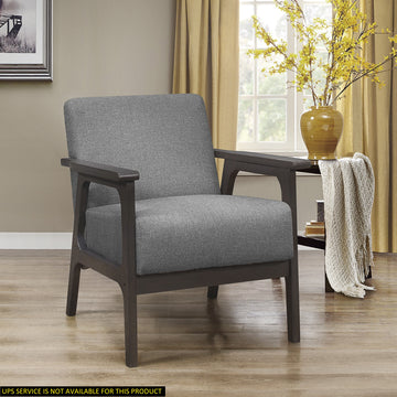 Gray Fabric Upholstered Accent Chair 1Pc Solid Rubberwood Antique Gray Finish Living Room Furniture Gray Primary Living Space Rubberwood Solid Wood