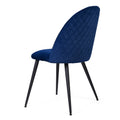 Blue Velvet Dining Chairs With Black Metal Legs,