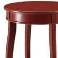 Red Round Side Table With Bottom Shelf Red Primary Living Space Contemporary Shelves Round Wood