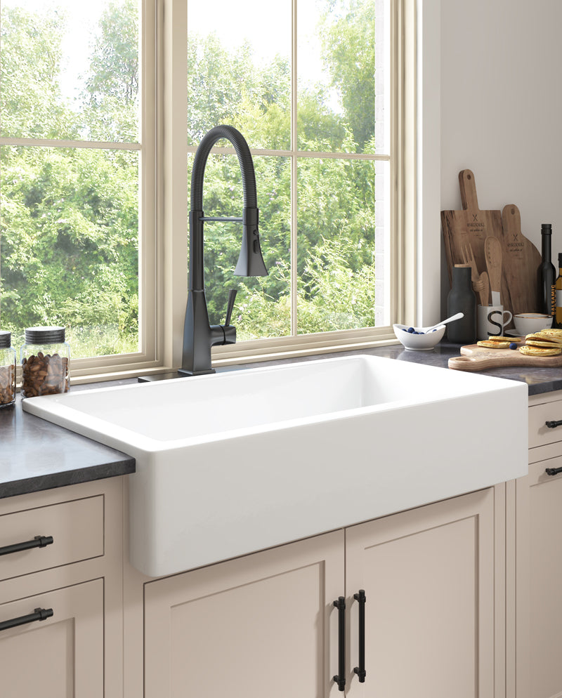 White Farmhouse Sink Deep Apron Sink Undermount Farmhouse Kitchen Sink Single Farm Sink White Ceramic