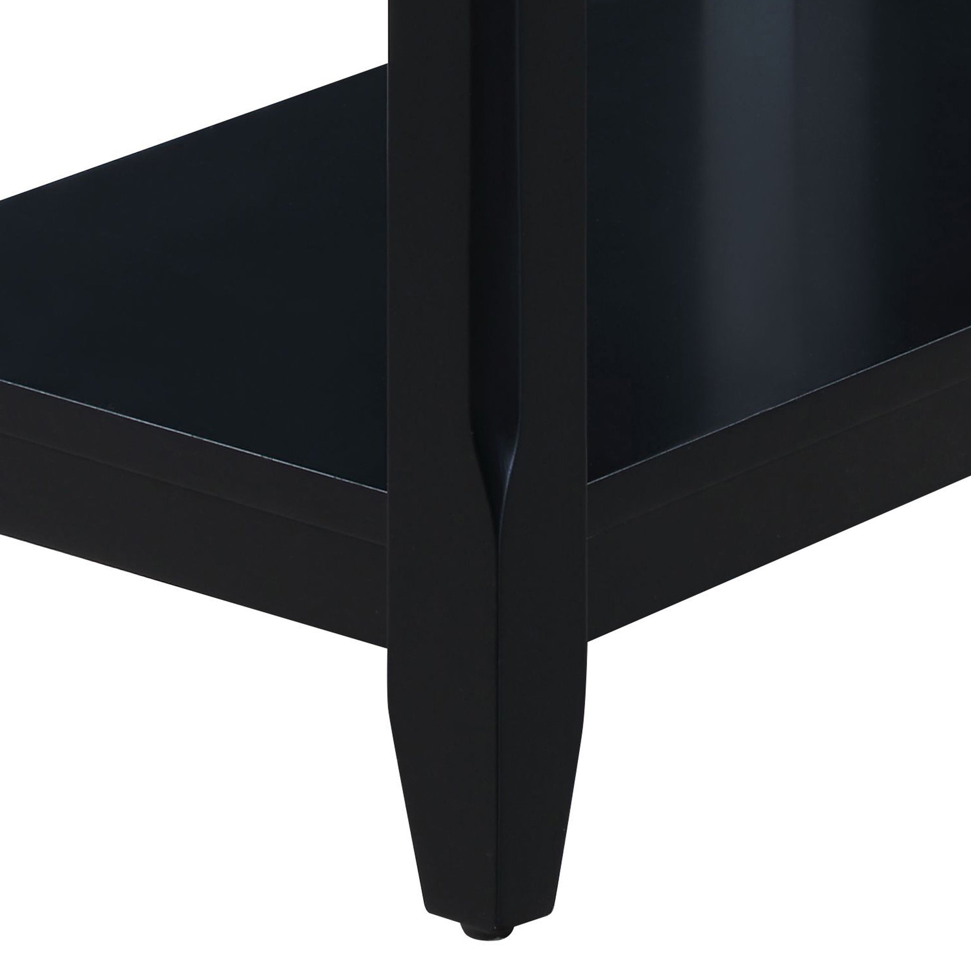 Black Accent Table With Bottom Shelf Black Primary Living Space Drawers Rectangular Wood